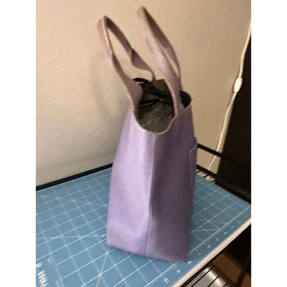 Kate Spade Purple Tote Bag | Structured Handbag with Pocket and ribbon tie top - Picture 3 of 10